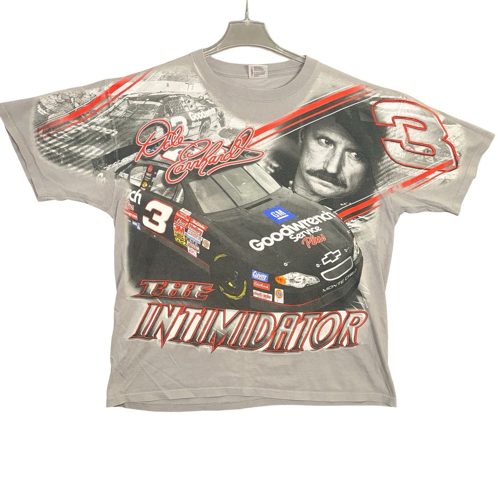 VTG 90s Nascar Dale Earnhardt The Intimidator Shirt XL All Over Print Authentic